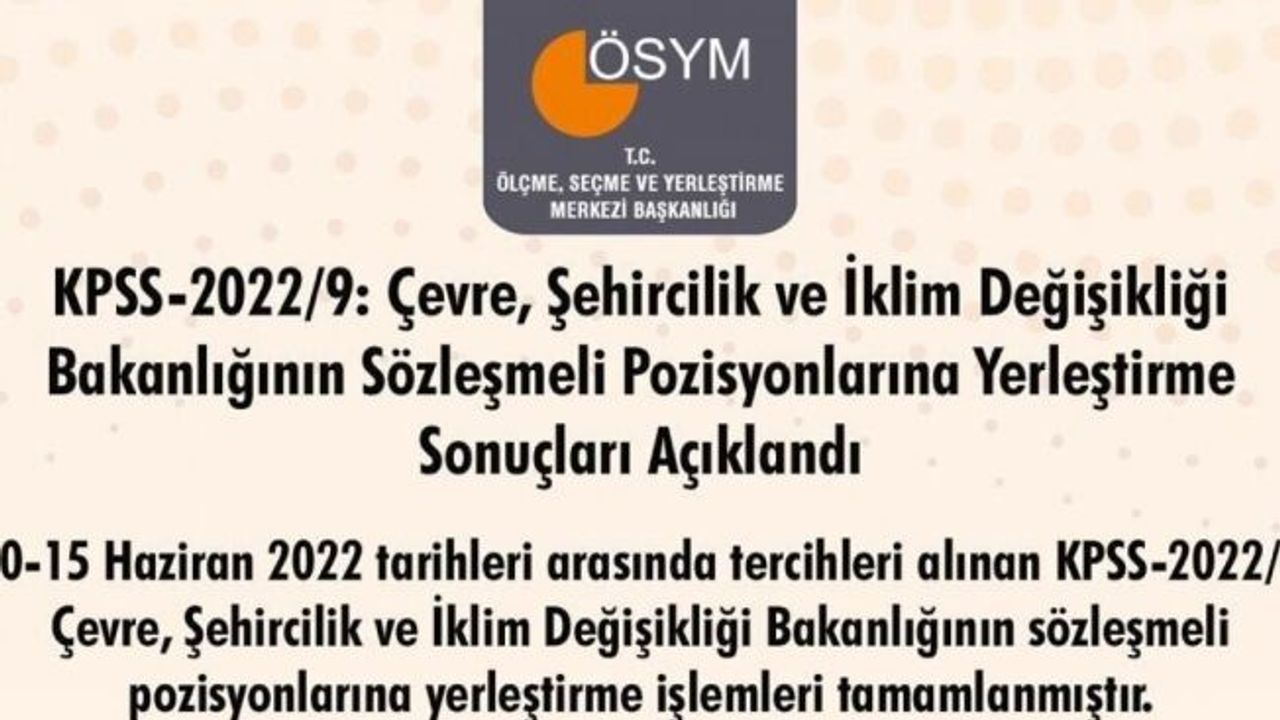 Çevre, Şehircilik ve İklim Değişikliği Bakanlığının personel alımı sonuçları açıklandı
