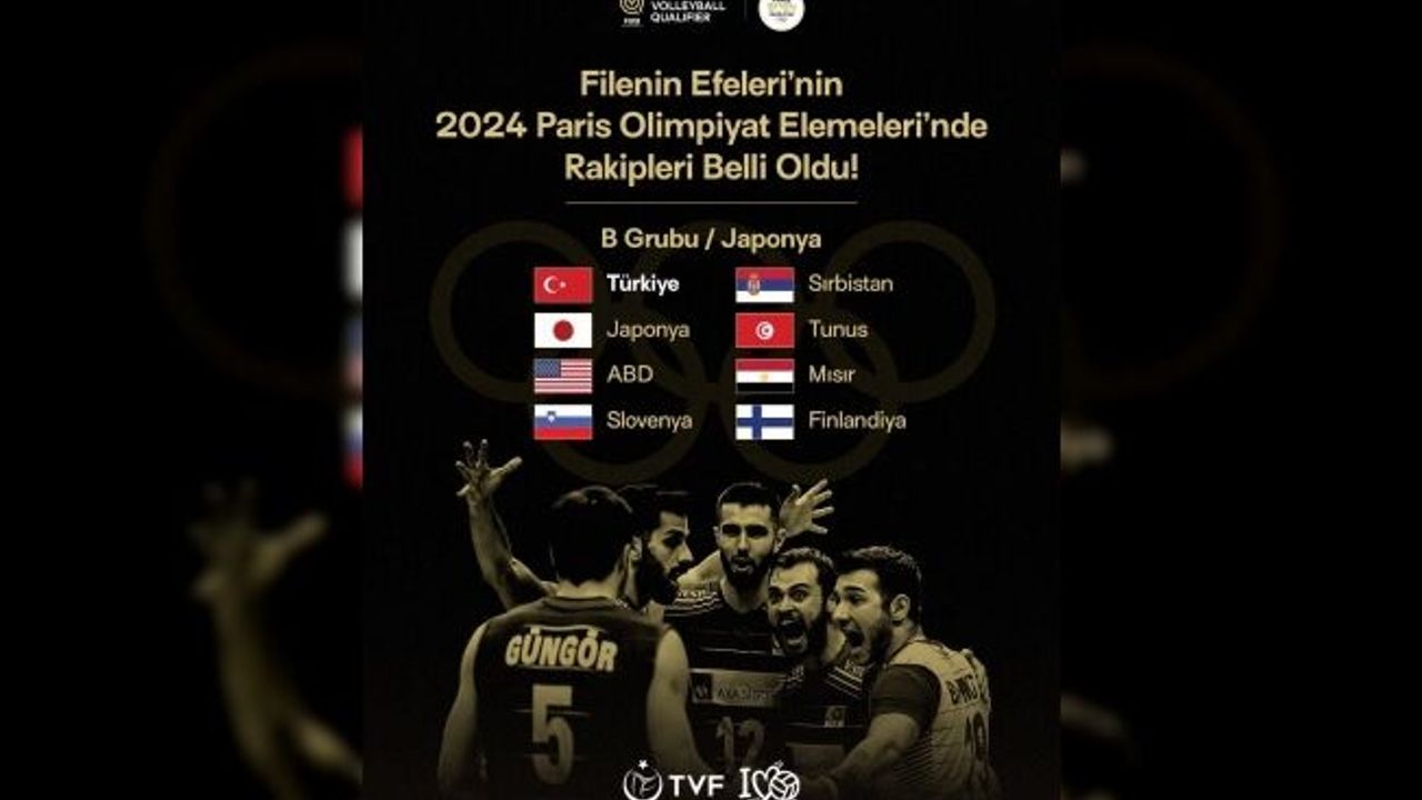 A Milli Erkek Voleybol Takımı, 2024 Paris Olimpiyat Elemeleri’nde B Grubu’nda Japonya, ABD, Slovenya, Sırbistan, Tunus, Mısır ve Finlandiya ile 30 Eylül - 8 Ekim tarihleri arasında mücadele edecek.