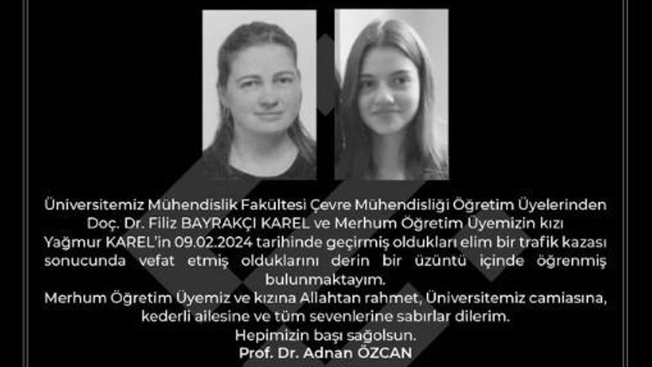 Eskişehir Teknik Üniversitesi Rektörü Prof. Dr. Adnan Özcan’dan taziye mesajı