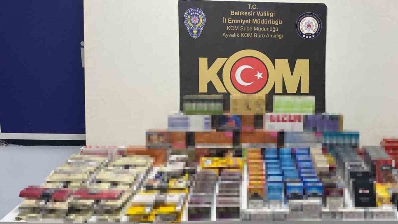 Ayvalık’ta polisten kaçak sigara ve tütün operasyonu