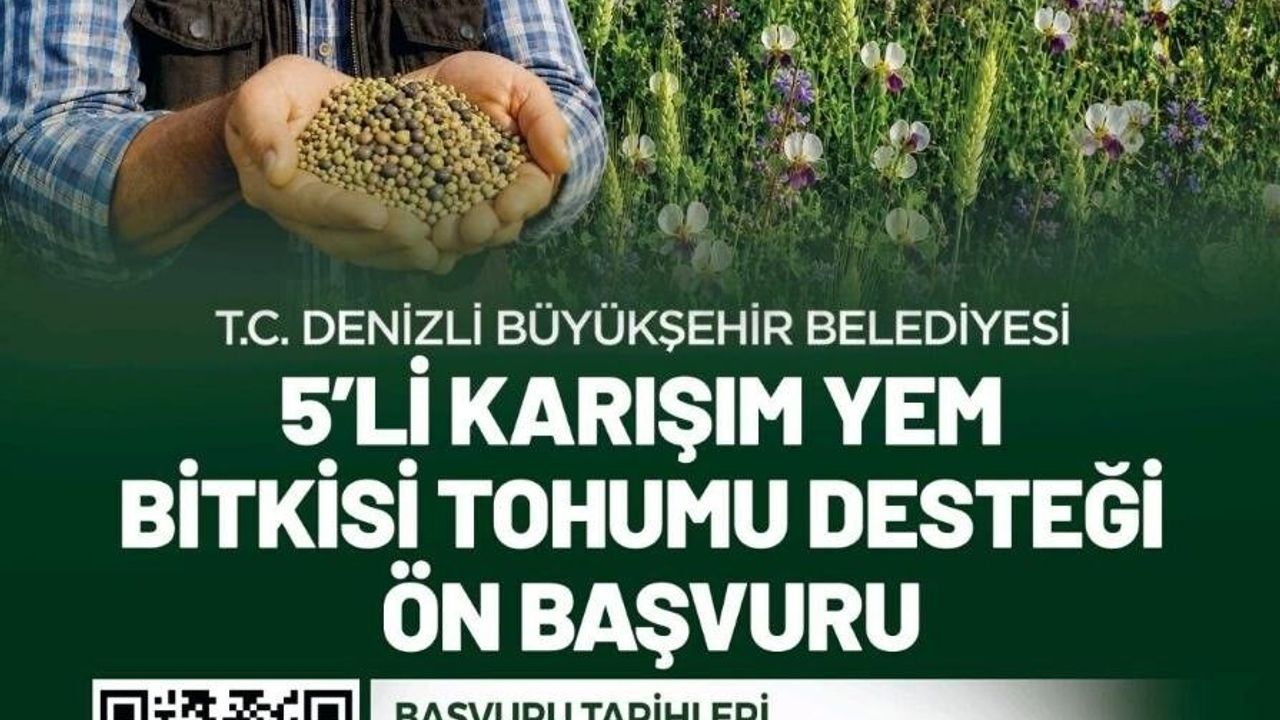 Denizli Büyükşehirin 5'li karışım yem bitkisi tohumu desteği