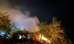 Manisa’da yıldırım düşen ev alev alev yandı