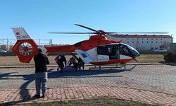 Ambulans helikopter ayağı ampute edilen hasta için havalandı