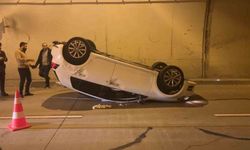Dolmabahçe Tüneli’nde çarpışan araçlardan birisi takla attı: 1 yaralı