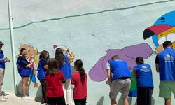 Muğla’da gönüllü gençler okul duvarlarına masal kahramanlarını resmediyor