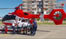 Trafik kazasında yaralanan vatandaş ambulans helikopterle hastaneye nakledildi