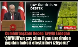 Cumhurbaşkanı Erdoğan“ÇAYKUR’un çay alım fiyatı üzerinden yapılan haksız eleştirileri izliyoruz”