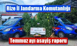 Rize İl Jandarma Komutanlığı Temmuz ayı asayiş raporu