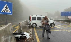 Bolu Dağı’nda kontrolden çıkan araç bariyerlere çarptı