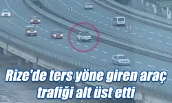 Rize’de ters şeride giren araç trafiği alt üst etti