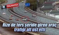 Rize’de ters şeride giren araç trafiği alt üst etti