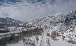 Çamoluk’ta kar güzelliği dronla görüntülendi