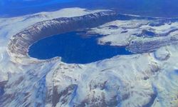 Nemrut Krater Gölü havadan görüntülendi