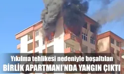 Rize’de boşaltılan Birlik Apartmanı'nda yangın çıktı