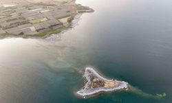 Tatvan sahilinde mikrobiyalit ve adacıklar ortaya çıktı