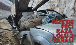 Rize'de kamyonete kaya düştü:1 ölü 2 yaralı