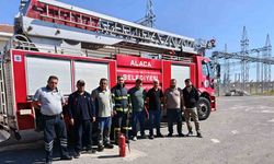 Alaca itfaiyesinden TEİAŞ personeline yangın eğitimi