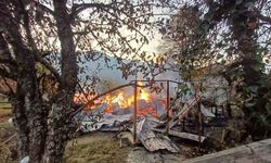 Alevlere teslim olan ahşap evdeki 5 kişi dumandan etkilendi