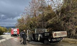 Sinop’ta seyir halindeki kamyonet alevlere teslim oldu