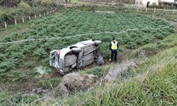 Bafra’da otomobil tarlaya uçtu