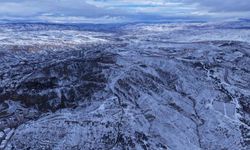 Beyaz örtüyle kaplanan Çankırı havadan görüntülendi