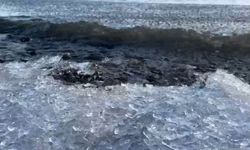 Çıldır Gölü’nde buz kütleleri sahile vurdu