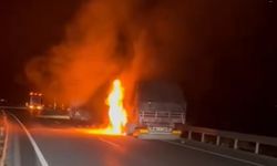 Erzincan’da seyir halindeki TIR alev aldı