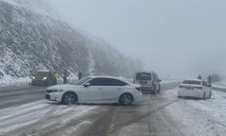Kar yağışı etkili oldu, Bingöl'de araçlar yolda kaldı