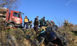 Şarampole uçan otomobilin sürücüsü yaralandı