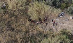 Sazlıkta gizlenen şahıs dron kamerasıyla yakalandı