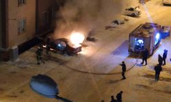 Van'da park halindeki otomobil alev alev yandı