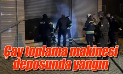 Rize'de çay toplama makinesi deposunda yangın