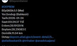 Balıkesir'de 5.1 büyüklüğünde deprem