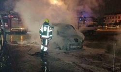 Balıkesir'de park halindeki ticari araç yandı