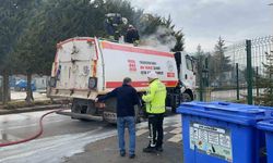 Bolu'da yol süpürme aracında yangın çıktı