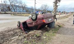 Kontrolden çıkan otomobil takla attı