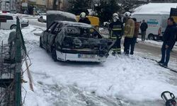 Park halindeki otomobil alev alev yandı