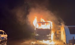 Tekirdağ'da beton pompası alev topuna döndü