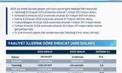 Trakya genelinde ihracat 1.1 milyar doları aştı