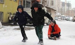 Yeni yılın ilk gününde kar neşesi: Çocuklar sokaklara döküldü