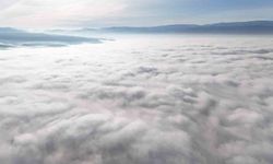 Düzce'nin üzerini kaplayan sis denizi havadan görüntülendi