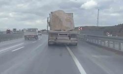 Güvenlik önlemleri alınmadan traverten taşıyan kamyona 25 bin lira ceza kesildi