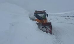 Kars'ta köy yollarında karla mücadele sürüyor