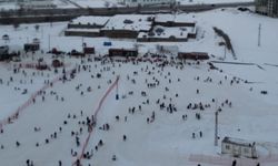 Kayak tesislerindeki yoğunluk havadan görüntülendi