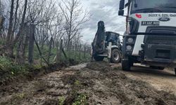 Köy yollarında yağmur suyu çalışması
