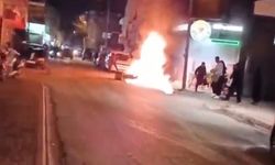 Motosiklet alev alev yandı