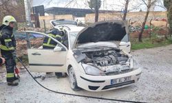 Muğla'da park halindeki otomobil alev aldı
