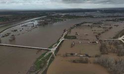 Tunca ve Meriç'te taşkın havadan görüntülendi