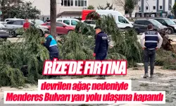 Rize'de fırtına nedeniyle Menderes Bulvarı kısa süreli ulaşıma kapandı