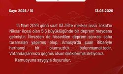 Amasya Valiliği: 'İlimizden de hissedilen deprem sonrası olumsuzluk bulunmamakta'